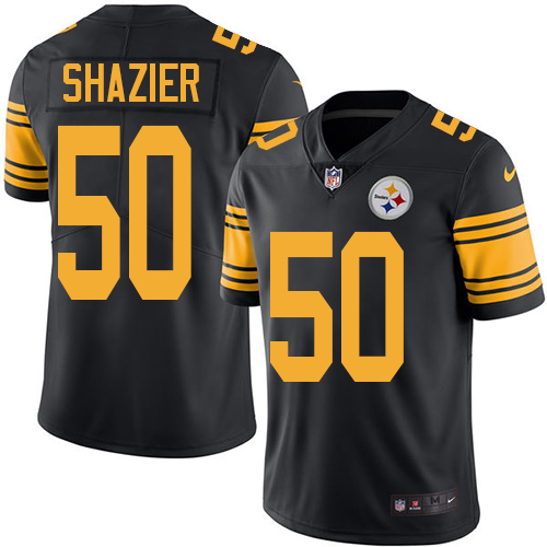 Men's Limited Ryan Shazier Nike Jersey Black - #50 Rush NFL Pittsburgh Steelers